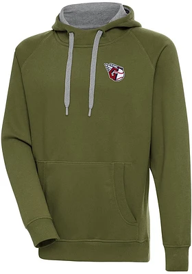 Antigua Cleveland Guardians Mens Olive Victory Long Sleeve Hoodie