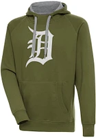 Antigua Detroit Tigers Mens Olive Full Front Victory Long Sleeve Hoodie