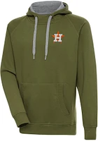 Antigua Houston Astros Mens Olive Victory Long Sleeve Hoodie