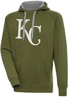 Antigua Kansas City Royals Mens Olive Full Front Victory Long Sleeve Hoodie