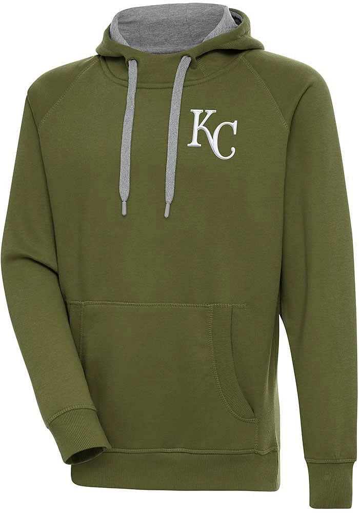 Antigua Kansas City Royals Mens Olive Victory Long Sleeve Hoodie