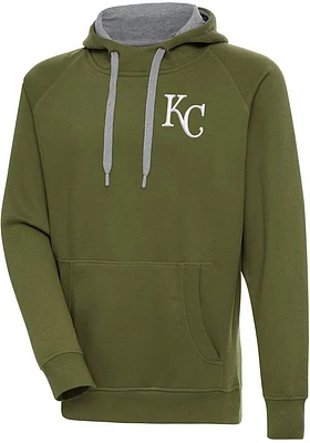 Antigua Kansas City Royals Mens Olive Victory Long Sleeve Hoodie