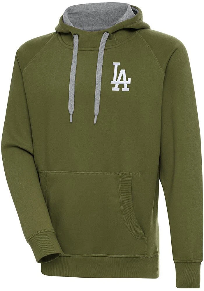 Antigua Los Angeles Dodgers Mens Olive Victory Long Sleeve Hoodie