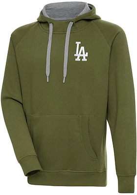 Antigua Los Angeles Dodgers Mens Olive Victory Long Sleeve Hoodie
