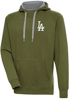 Antigua Los Angeles Dodgers Mens Olive Victory Long Sleeve Hoodie