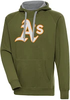 Antigua Oakland Athletics Mens Olive Full Front Victory Long Sleeve Hoodie