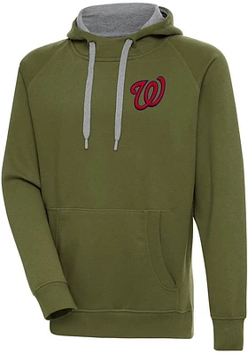 Antigua Washington Nationals Mens Olive Victory Long Sleeve Hoodie