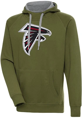 Antigua Atlanta Falcons Mens Olive Full Front Victory Long Sleeve Hoodie