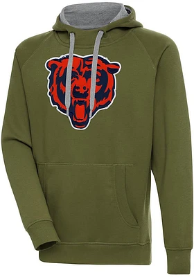 Antigua Chicago Bears Mens Olive Full Front Alternate Victory Long Sleeve Hoodie