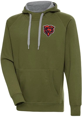 Antigua Chicago Bears Mens Olive Victory Long Sleeve Hoodie