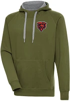Antigua Chicago Bears Mens Olive Victory Long Sleeve Hoodie