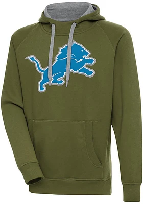 Antigua Detroit Lions Mens Olive Full Front Victory Long Sleeve Hoodie