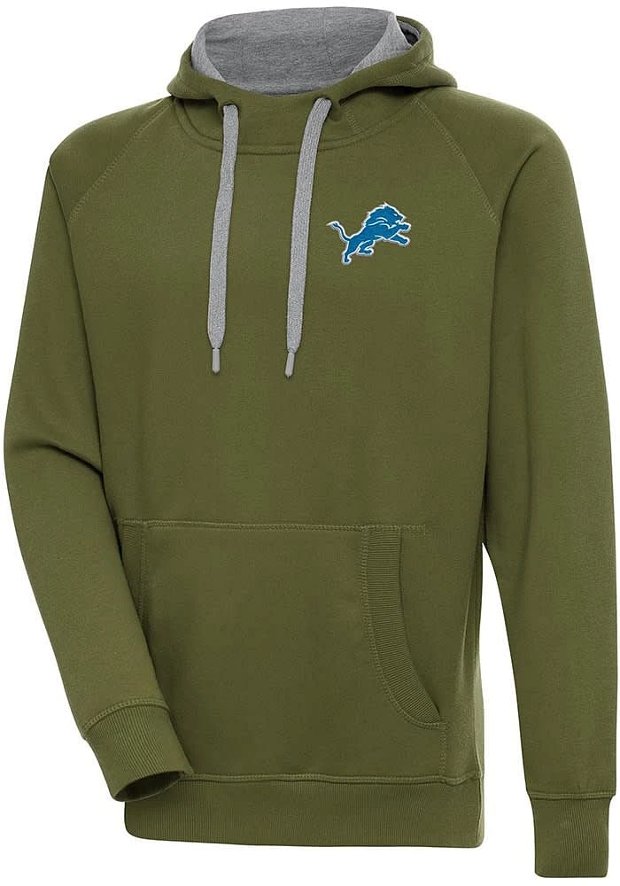 Antigua Detroit Lions Mens Olive Victory Long Sleeve Hoodie
