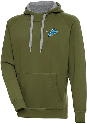 Antigua Detroit Lions Mens Olive Victory Long Sleeve Hoodie