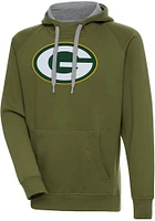 Antigua Green Bay Packers Mens Olive Full Front Victory Long Sleeve Hoodie