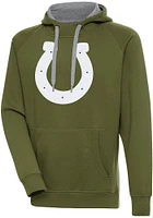 Antigua Indianapolis Colts Mens Olive Full Front Victory Long Sleeve Hoodie