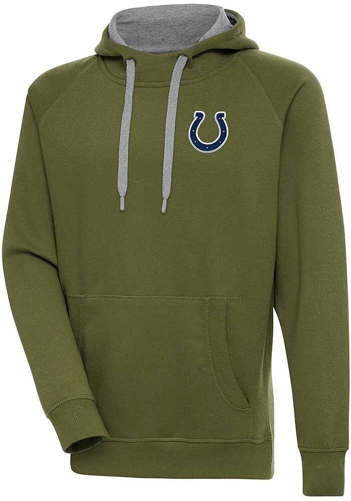 Antigua Indianapolis Colts Mens Olive Victory Long Sleeve Hoodie