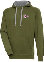 Antigua Kansas City Chiefs Mens Olive Victory Long Sleeve Hoodie