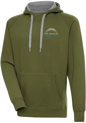 Antigua Los Angeles Chargers Mens Olive Text Victory Long Sleeve Hoodie