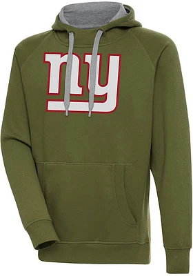 Antigua New York Giants Mens Olive Full Front Victory Long Sleeve Hoodie