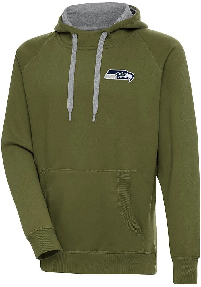 Antigua Seattle Seahawks Mens Olive Victory Long Sleeve Hoodie