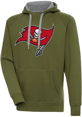 Antigua Tampa Bay Buccaneers Mens Olive Full Front Victory Long Sleeve Hoodie