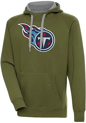 Antigua Tennessee Titans Mens Olive Full Front Victory Long Sleeve Hoodie