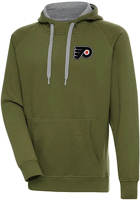 Antigua Philadelphia Flyers Mens Olive Victory Long Sleeve Hoodie