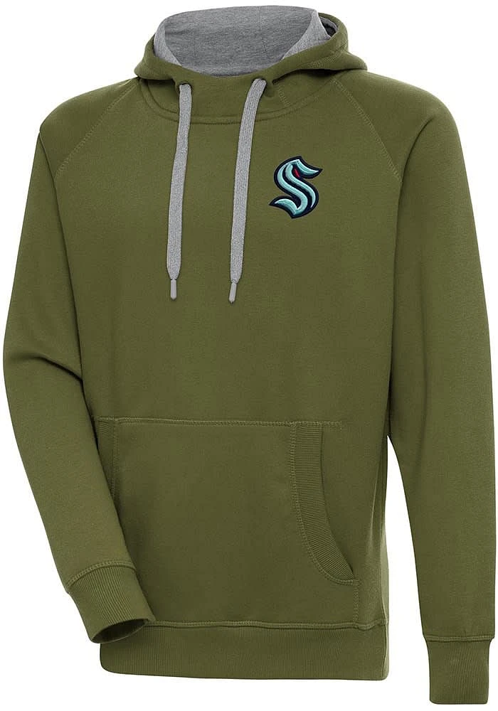 Antigua Seattle Kraken Mens Olive Victory Long Sleeve Hoodie