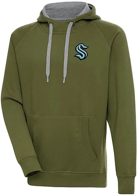 Antigua Seattle Kraken Mens Olive Victory Long Sleeve Hoodie