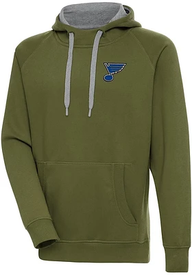 Antigua St Louis Blues Mens Olive Victory Long Sleeve Hoodie