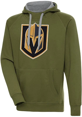 Antigua Vegas Golden Knights Mens Olive Full Front Victory Long Sleeve Hoodie