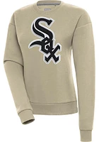 Antigua Chicago White Sox Womens Khaki Full Front Victory Crew Sweatshirt