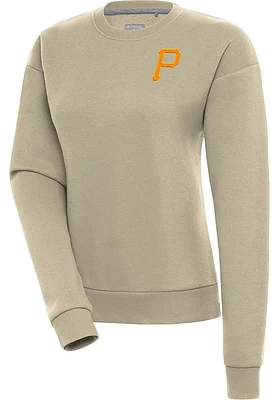 Antigua Pittsburgh Pirates Womens Khaki Victory Crew Sweatshirt