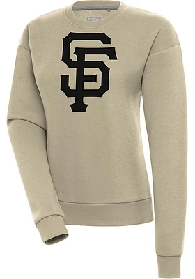 Antigua San Francisco Giants Womens Khaki Full Front Victory Crew Sweatshirt