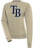 Antigua Tampa Bay Rays Womens Khaki Full Front Victory Crew Sweatshirt