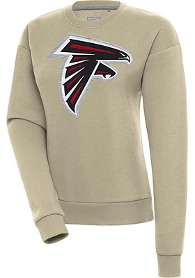 Antigua Atlanta Falcons Womens Khaki Full Front Victory Crew Sweatshirt