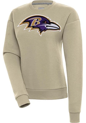 Antigua Baltimore Ravens Womens Khaki Full Front Victory Crew Sweatshirt