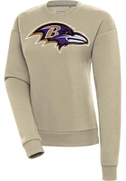 Antigua Baltimore Ravens Womens Khaki Full Front Victory Crew Sweatshirt