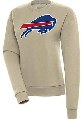 Antigua Buffalo Bills Womens Khaki Full Front Victory Crew Sweatshirt