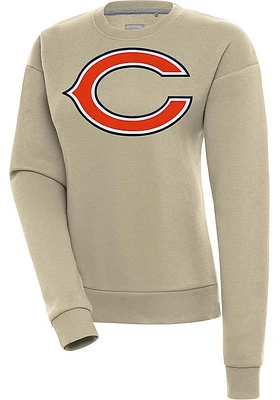 Antigua Chicago Bears Womens Khaki Full Front Victory Crew Sweatshirt