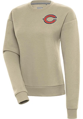 Antigua Chicago Bears Womens Khaki C Logo Victory Crew Sweatshirt