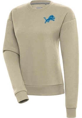 Antigua Detroit Lions Womens Khaki Victory Crew Sweatshirt