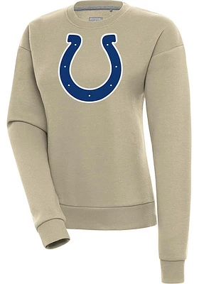 Antigua Indianapolis Colts Womens Khaki Full Front Victory Crew Sweatshirt