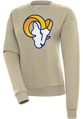 Antigua Los Angeles Rams Womens Khaki Full Front Icon Victory Crew Sweatshirt