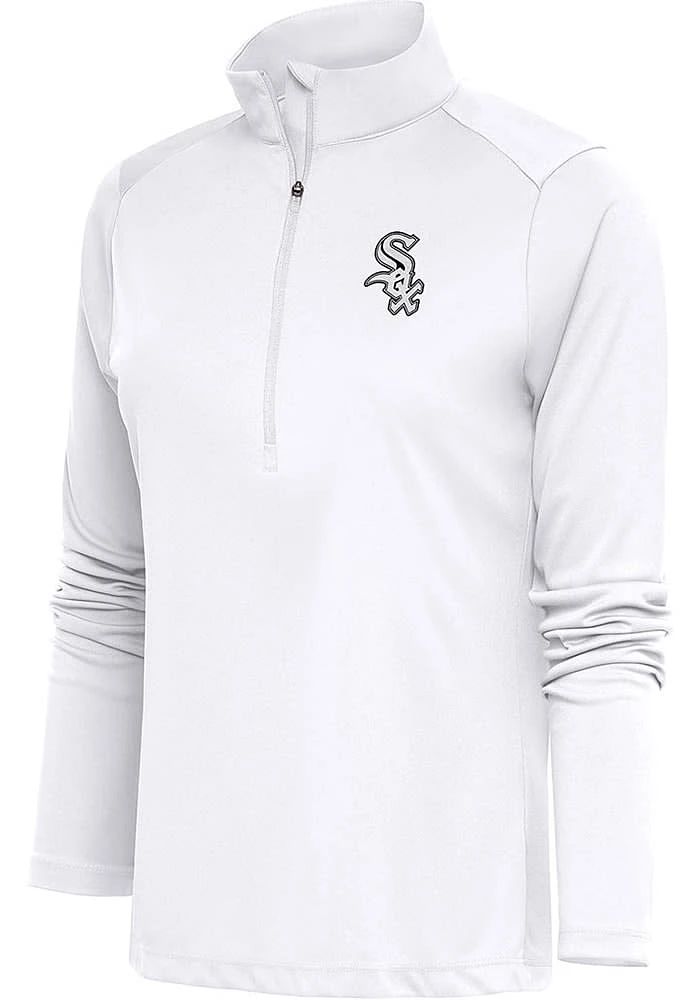 Antigua Chicago White Sox Womens Metallic Logo Tribute Qtr Zip Pullover