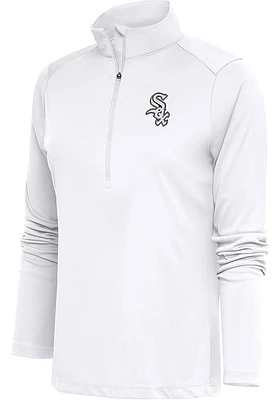 Antigua Chicago White Sox Womens Metallic Logo Tribute Qtr Zip Pullover