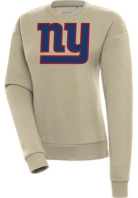 Antigua New York Giants Womens Khaki Full Front Victory Crew Sweatshirt