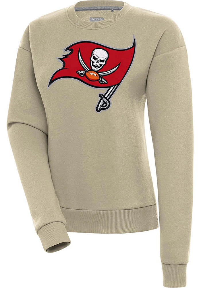 Antigua Tampa Bay Buccaneers Womens Khaki Full Front Victory Crew Sweatshirt