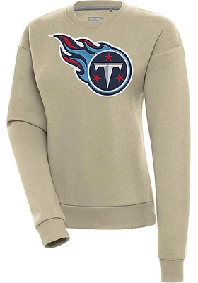 Antigua Tennessee Titans Womens Khaki Full Front Victory Crew Sweatshirt